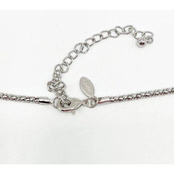 CHICO'S Rhinestone Statement Pave Crystal Lariat Rope Chain Necklace Silver Tone - Picture 7 of 8